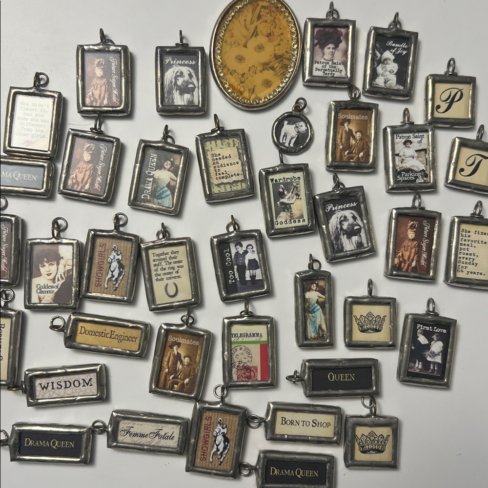 Vintage Style Photo Charm Pendants - 39 pc Bundle
